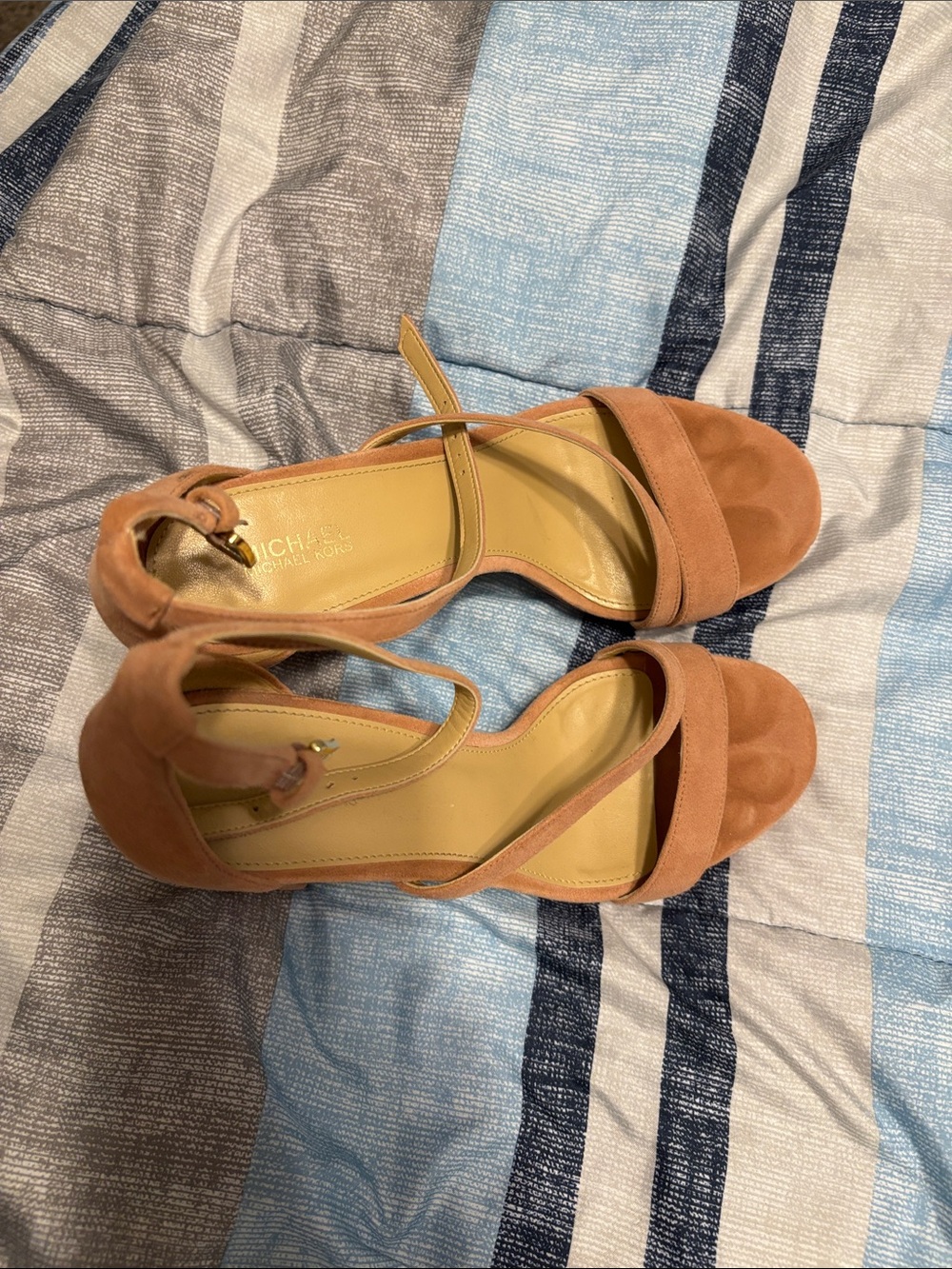 Michael Kors Cognac Suede Ankle-Strap Heels